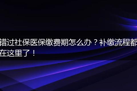 错过社保医保缴费期怎么办？补缴流程都在这里了！