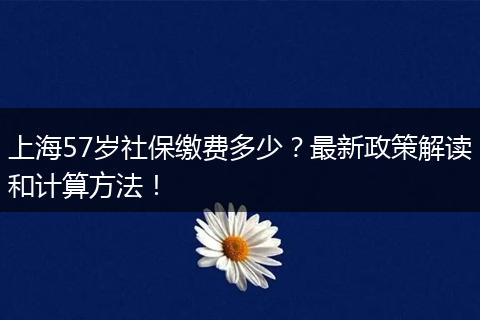 上海57岁社保缴费多少？最新政策解读和计算方法！