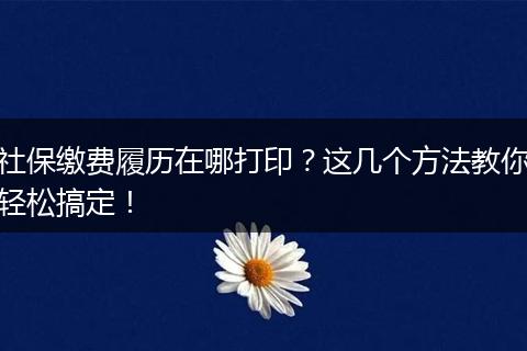 社保缴费履历在哪打印？这几个方法教你轻松搞定！