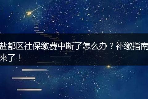 盐都区社保缴费中断了怎么办？补缴指南来了！