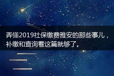 弄懂2019社保缴费雅安的那些事儿，补缴和查询看这篇就够了。