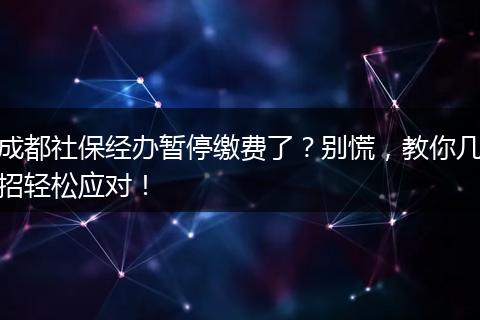 成都社保经办暂停缴费了？别慌，教你几招轻松应对！