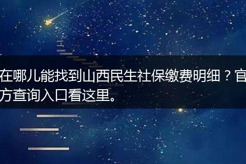 在哪儿能找到山西民生社保缴费明细？官方查询入口看这里。