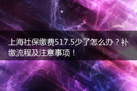 上海社保缴费517.5少了怎么办？补缴流程及注意事项！