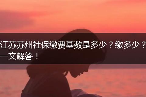 江苏苏州社保缴费基数是多少？缴多少？一文解答！