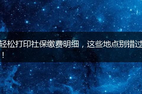 轻松打印社保缴费明细，这些地点别错过！