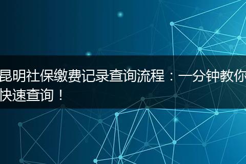 昆明社保缴费记录查询流程：一分钟教你快速查询！