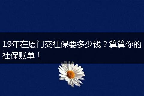19年在厦门交社保要多少钱？算算你的社保账单！