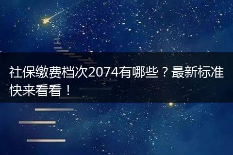 社保缴费档次2074有哪些？最新标准快来看看！