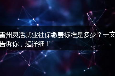 雷州灵活就业社保缴费标准是多少？一文告诉你，超详细！