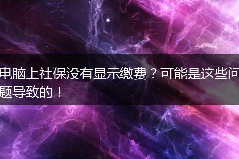 电脑上社保没有显示缴费？可能是这些问题导致的！