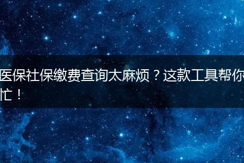 医保社保缴费查询太麻烦？这款工具帮你忙！