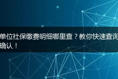 单位社保缴费明细哪里查？教你快速查询确认！
