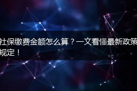 社保缴费金额怎么算？一文看懂最新政策规定！