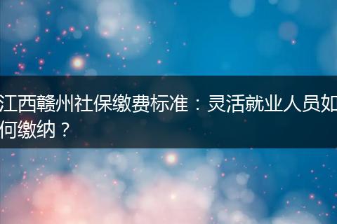 江西赣州社保缴费标准：灵活就业人员如何缴纳？