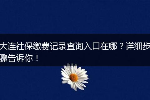 大连社保缴费记录查询入口在哪？详细步骤告诉你！