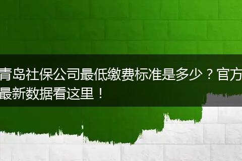 青岛社保公司最低缴费标准是多少？官方最新数据看这里！