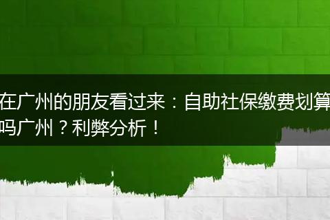 在广州的朋友看过来：自助社保缴费划算吗广州？利弊分析！