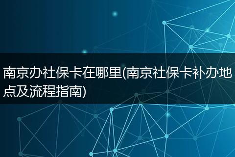 南京办社保卡在哪里(南京社保卡补办地点及流程指南)
