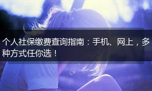 个人社保缴费查询指南：手机、网上，多种方式任你选！
