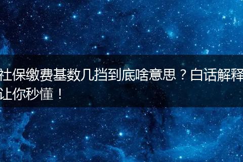 社保缴费基数几挡到底啥意思？白话解释让你秒懂！