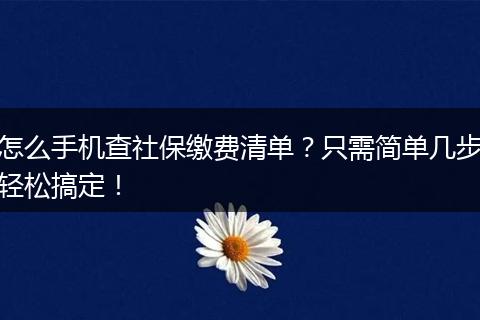 怎么手机查社保缴费清单?只需简单几步轻松搞定!