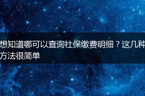 想知道哪可以查询社保缴费明细？这几种方法很简单
