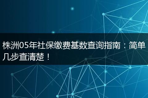株洲05年社保缴费基数查询指南：简单几步查清楚！