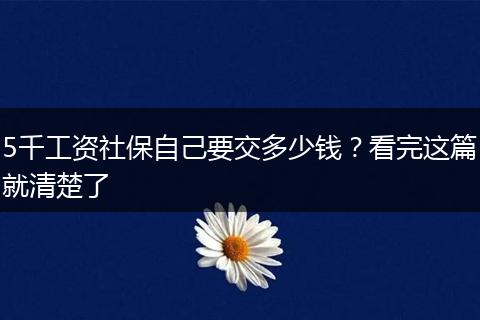5千工资社保自己要交多少钱？看完这篇就清楚了