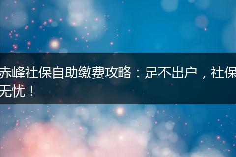 赤峰社保自助缴费攻略：足不出户，社保无忧！