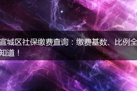 宣城区社保缴费查询：缴费基数、比例全知道！