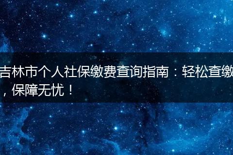 吉林市个人社保缴费查询指南：轻松查缴，保障无忧！