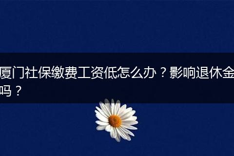 厦门社保缴费工资低怎么办？影响退休金吗？