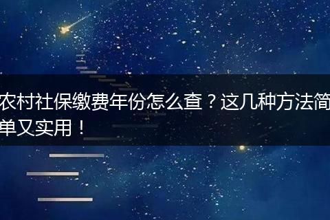 农村社保缴费年份怎么查？这几种方法简单又实用！