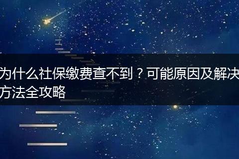 为什么社保缴费查不到?可能原因及解决方法全攻略