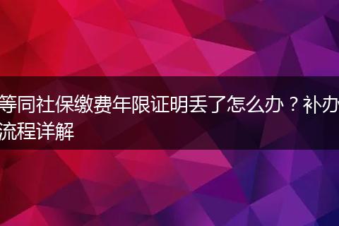 等同社保缴费年限证明丢了怎么办？补办流程详解