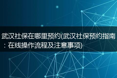 武汉社保在哪里预约(武汉社保预约指南：在线操作流程及注意事项)