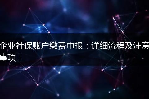 企业社保账户缴费申报：详细流程及注意事项！