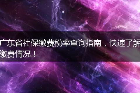 广东省社保缴费税率查询指南，快速了解缴费情况！
