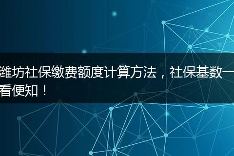 潍坊社保缴费额度计算方法，社保基数一看便知！