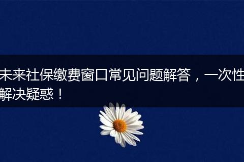 未来社保缴费窗口常见问题解答，一次性解决疑惑！