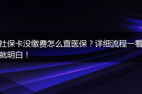 社保卡没缴费怎么查医保？详细流程一看就明白！