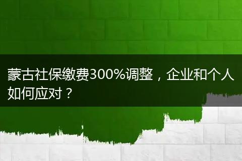 蒙古社保缴费300%调整，企业和个人如何应对？
