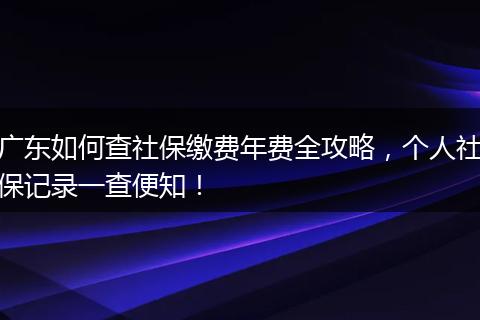 广东如何查社保缴费年费全攻略，个人社保记录一查便知！