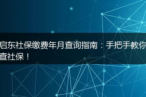 启东社保缴费年月查询指南：手把手教你查社保！