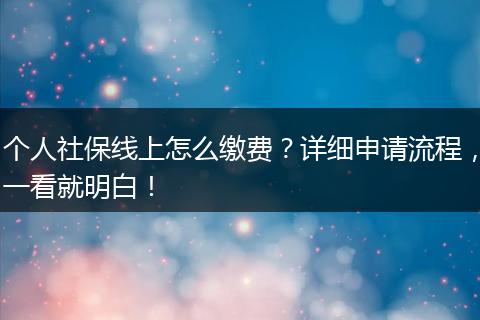 个人社保线上怎么缴费？详细申请流程，一看就明白！