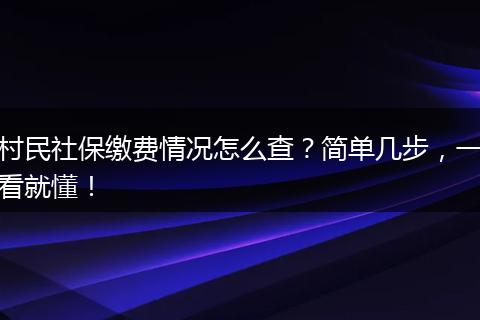 村民社保缴费情况怎么查？简单几步，一看就懂！