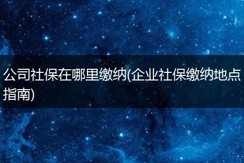 公司社保在哪里缴纳(企业社保缴纳地点指南)