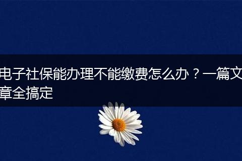 电子社保能办理不能缴费怎么办？一篇文章全搞定