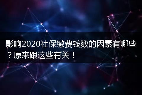 影响2020社保缴费钱数的因素有哪些？原来跟这些有关！
